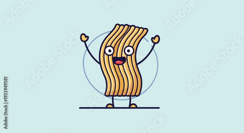 Funny Noodle Character with Arms Raised