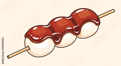 Dango Skewer with Chocolate Sauce - Japanese Sweet Treat