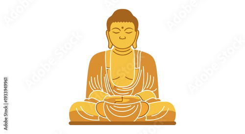 Golden Buddha Statue Meditating in Lotus Position