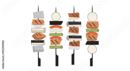 Grilled Skewers with Vegetables and Meat