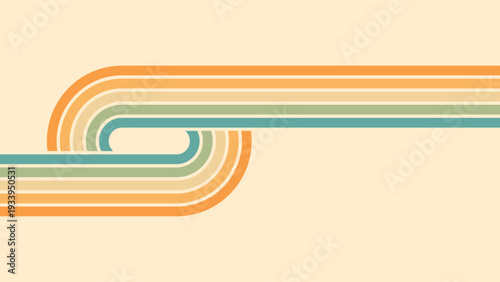 Abstract background of rainbow groovy Wavy Line design in 1970s Hippie Retro style. Vector pattern ready to use for cloth, textile, wrap and other.