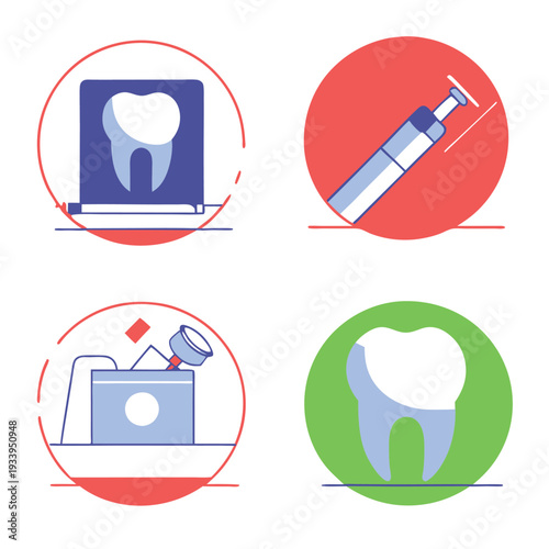 Dental x-ray  tooth icon dental drill minimalist  