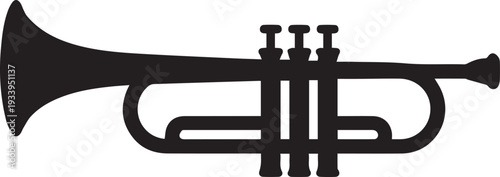 Horizontal Trumpet Silhouettes High Contrast Musical Instrument Icon
