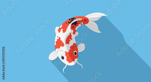 Koi Carp Fish Swimming Underwater, Japanese Culture Icon