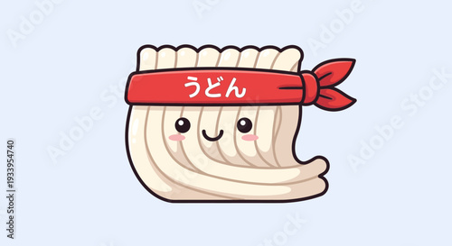 Cute Udon Noodle Character with Red Headband