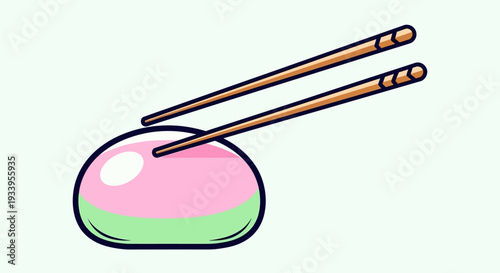 Japanese Mochi Dessert with Chopsticks