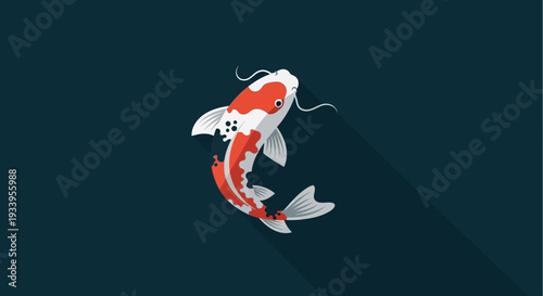 Koi Fish Swimming - Japanese Carp Illustration