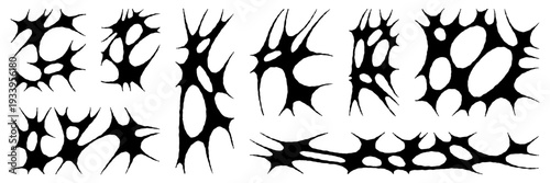 Y2k neo-tribal graphic shape asset. Hand drawn cyber sigilism tattoo elements. Aesthetic of 90s, 2000s. Vector illustration for sticker, poster, collage, design template.