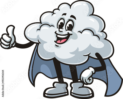 Cloud mascot cartoon in superhero style