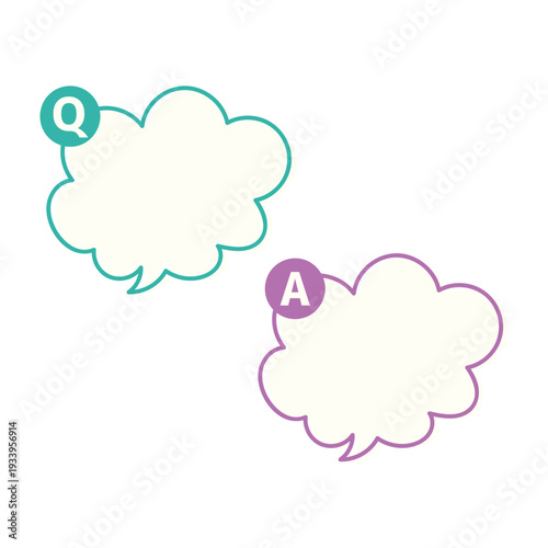 質問と答えのふわふわの吹き出し
