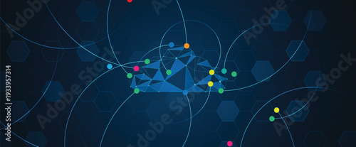 Abstract cloud concept technology background and data network security