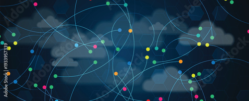 Abstract cloud concept technology background and data network security