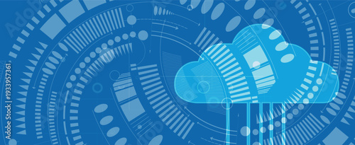 Abstract cloud concept technology background and data network security