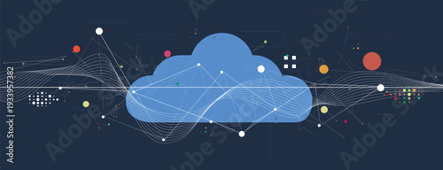 Abstract cloud concept technology background and data network security