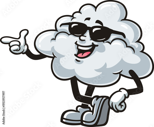 Cloud mascot cartoon wearing sunglasses