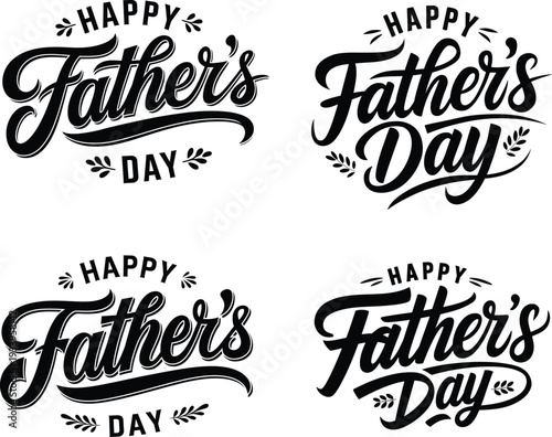 Happy Fathers Day Vintage Lettering Typography Vector