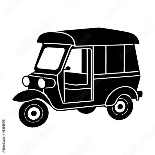 Thai Tuk Tuk Vector Illustration – Travel Thailand Concept Icon.