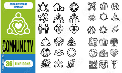 Community icon set. Solid icon collection. Vector illustration. stock illustration