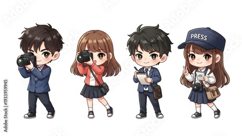 Chibi Anime Journalists and Photographers Collection