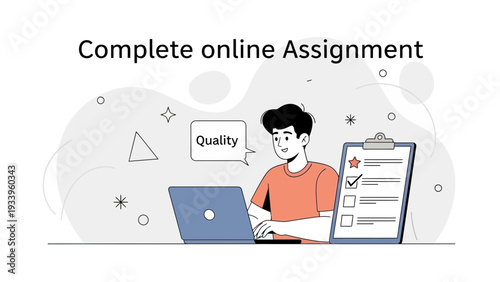 Student Completing Online Assignment with Quality