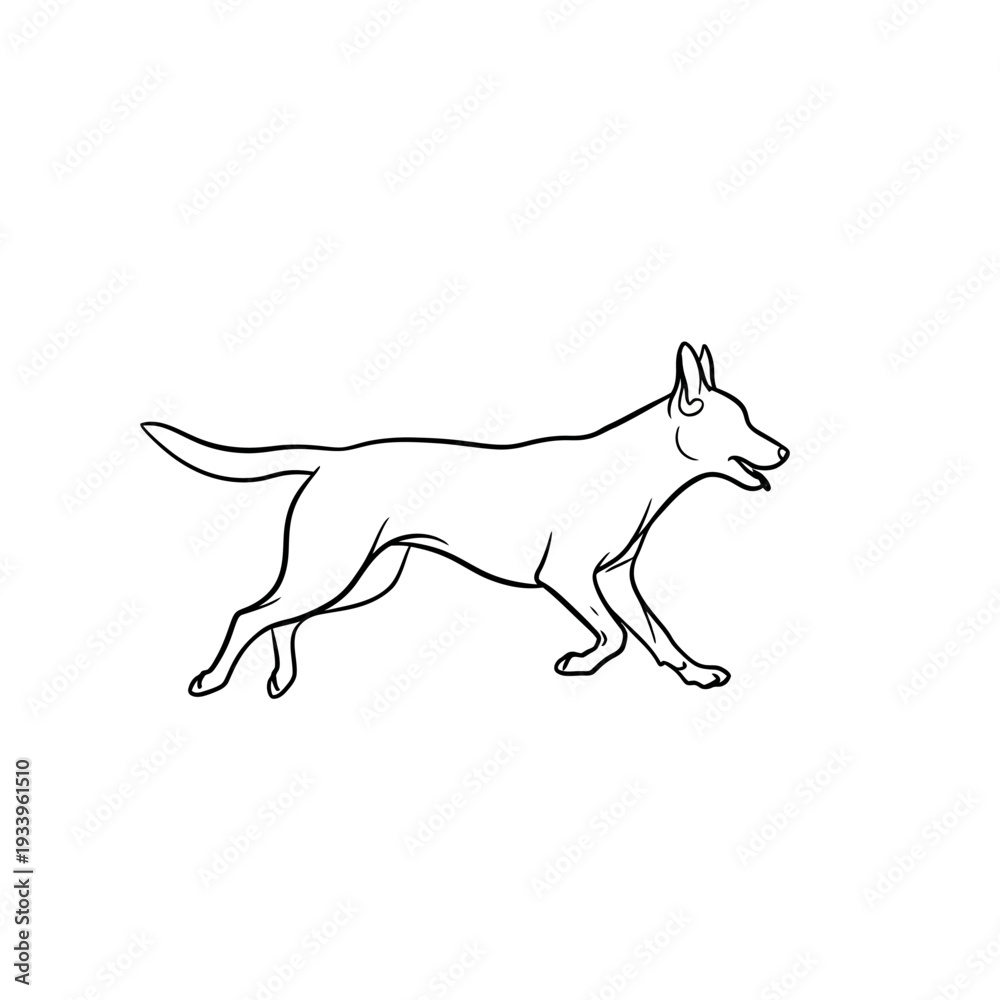 Fototapeta premium Isolated black silhouette vector illustration of a running horse and domestic dog farm animal icons on a white background