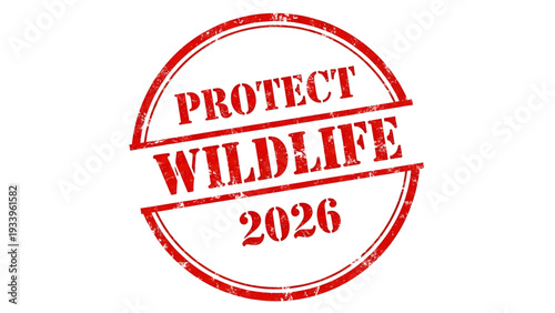 Red Protect Wildlife 2026 Stamp for Conservation Awareness