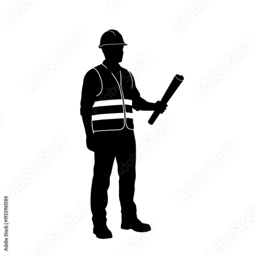Armed soldier silhouette standing with a rifle and military weapon black vector illustration of a guy in a hat playing music on a guitar like a hunter or cowboy
