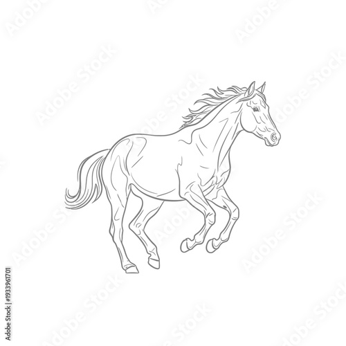 A black silhouette vector illustration of a wild mustang stallion running in a gallop, featuring a minimalist equine outline design isolated on white for equestrian and farm art