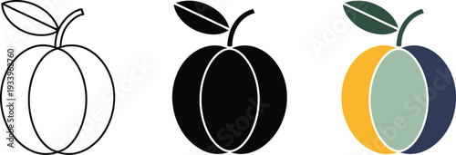 Minimalist apple fruit simple flat design icon vector isolated on transparent background