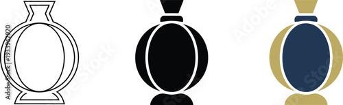 Minimalist ramadan lantern icons set with linear silhouette and color styles for festive design