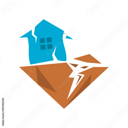 Building house was destroyed in the earthquake icon vector design
