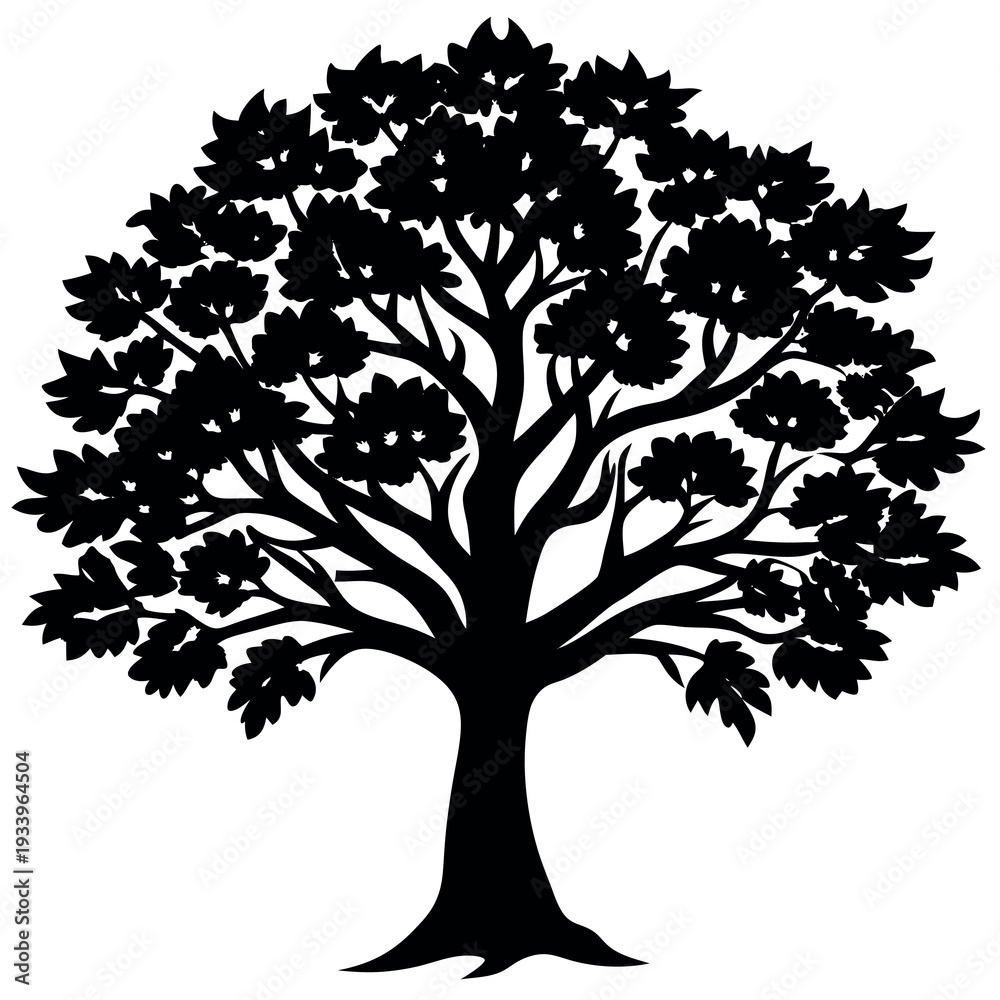 Fototapeta premium A Chinese Pistache tree silhouette vector illustration. 