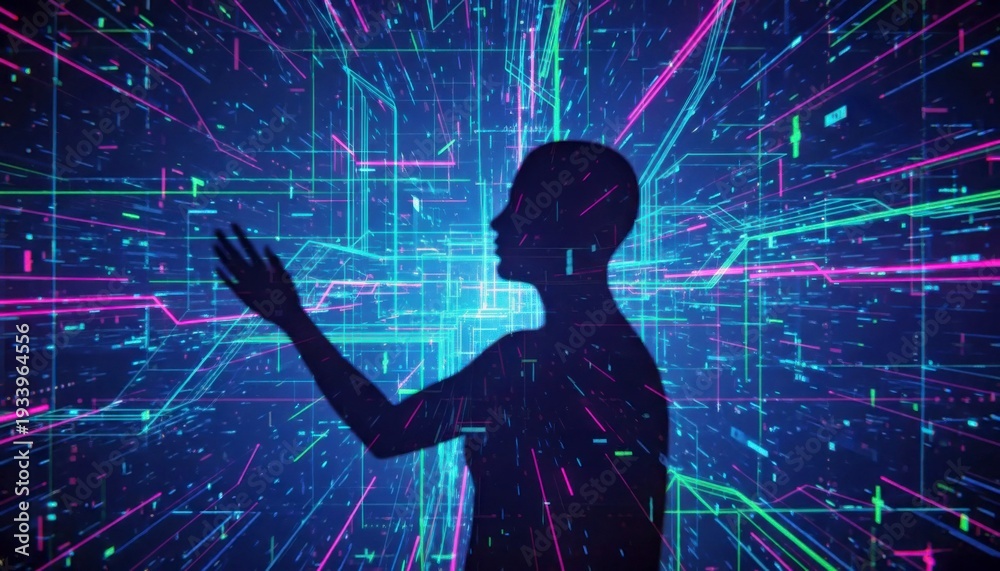 Fototapeta premium Futuristic Artificial Intelligence Neural Network Abstract Background with Glowing Data Connections