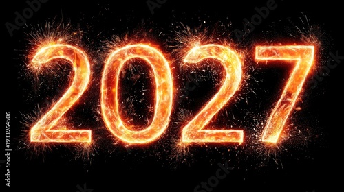 Bright and Festive 2027 New Year Celebration with Fireworks