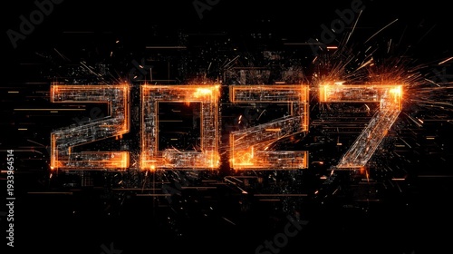 Futuristic Digital Design 2027 with Bright Sparks and Light Effects
