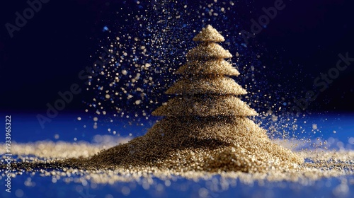 Creative Sand Art Structure Resembling Christmas Tree Design