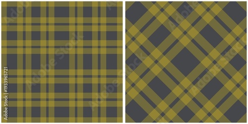 Seamless Plaid Pattern Set in Gray and Olive Green