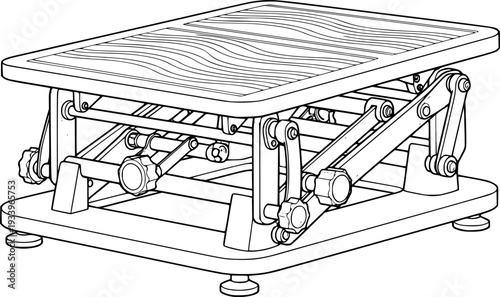 Ergonomic Office Footrest Technical Drawing - Adjustable Under Desk Posture Support Vector