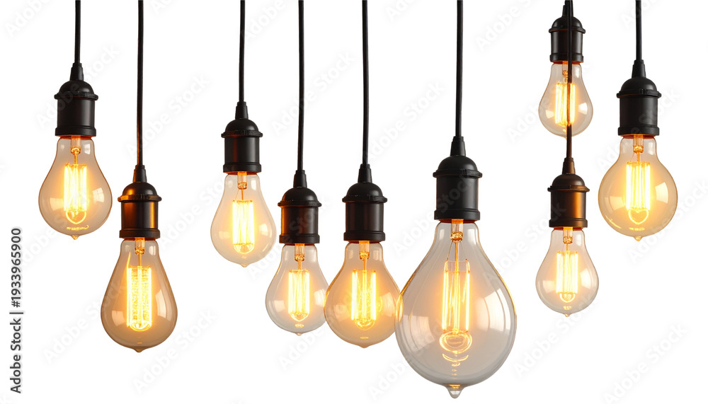 Obraz premium A glass light bulb glows brightly against a white background