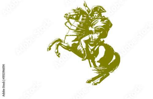 Napoleon Bonaparte on Rearing Horse Silhouette, French History Vector Sticker, European Military Leader and Empire Icon