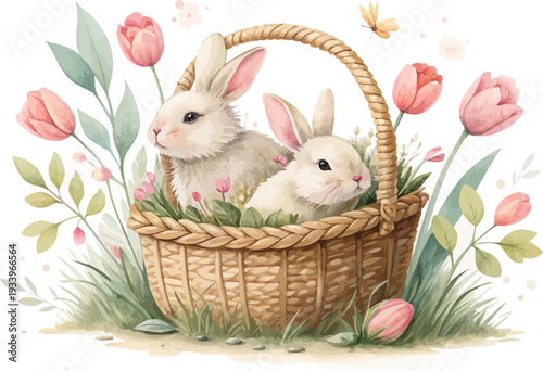 watercolor happy Easter day vector illustration isolated on white background