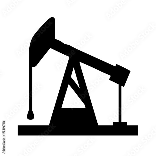 Flat solid black oil derrick silhouette