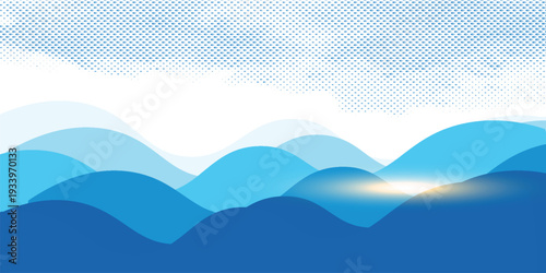 Sea waves layered vector background illustration and sea beach vector illustration.