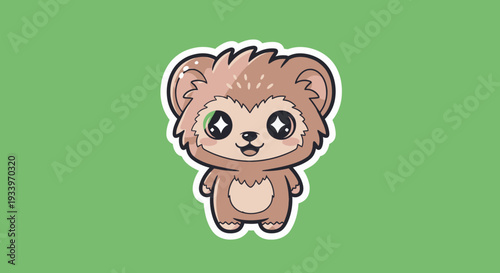 A cute cartoon koala illustration standing on a green background viewed from the front