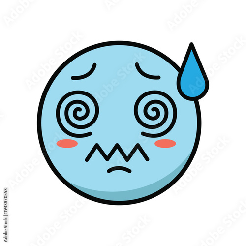 Blue Shaking Vector Bundle Emoji Face for Cold Shivering and Nausea Medical Reaction