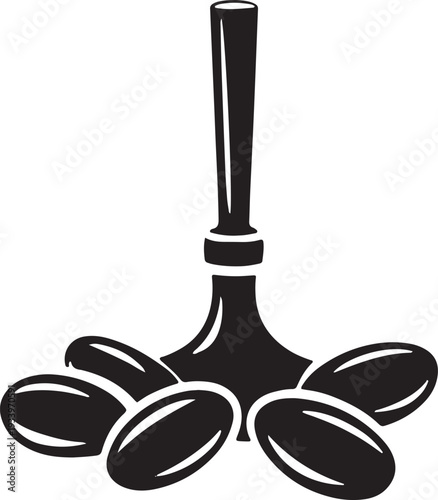 A pestle and dates, symbolizing traditional food preparation and middle eastern culinary practices