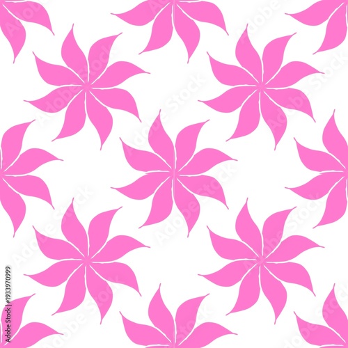 Seamless pattern of pink flower on white background for wallpaper, textile, card, cover.