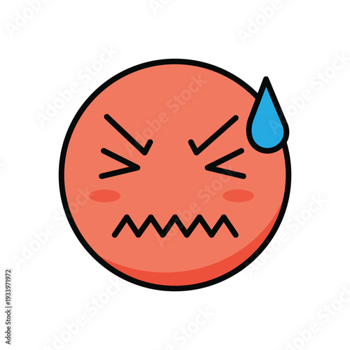 Red Angry Vector Bundle Emoji Face with Gritted Teeth for Intense Pain and Frustration Reaction