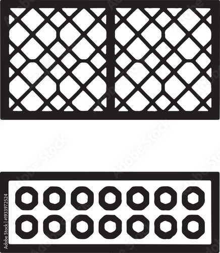 Window bars and small holes grid pattern industrial design element