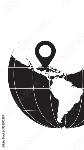 Global Globe with Location Pin Indicating Travel Destination Across the Americas.